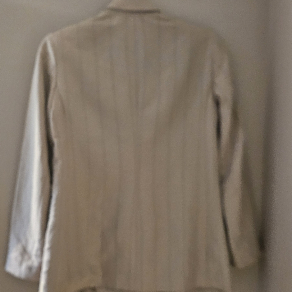 NEW! EXPRESS Tan Linen Blend Pin-Stripe Double Breasted Blazer Small. - Picture 6 of 6